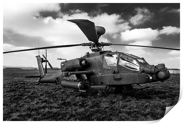 Black and White AH64 Apache Print by Oxon Images