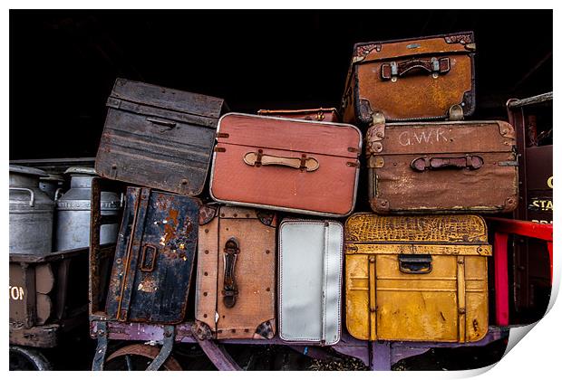 Suitcases in Rail Station Print by Oxon Images