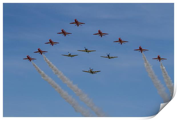 Red Arrows and Eagle Squadron Print by Oxon Images