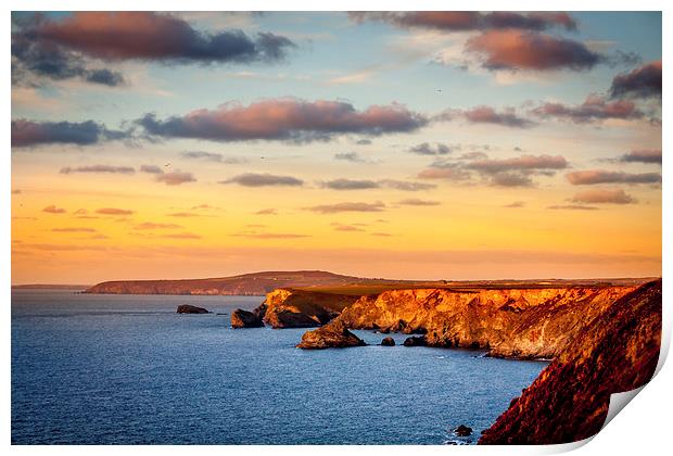 The cliffs towards Portreath Print by Oxon Images