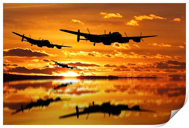 Dambusters Avro Lancaster Bombers Print by Oxon Images