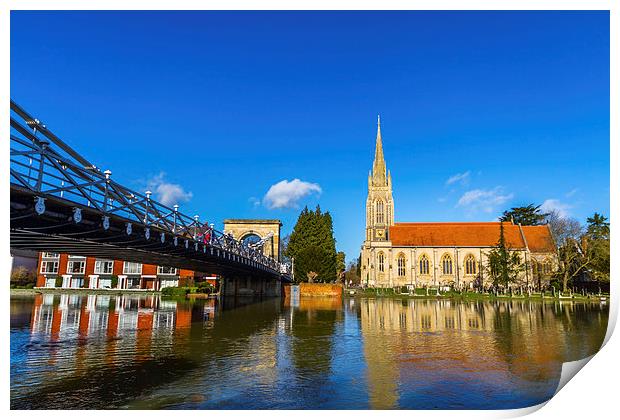 Marlow Bridge and Church Print by Oxon Images