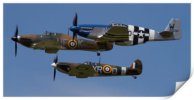 Spitfire Hurricane and Mustang Print by Oxon Images