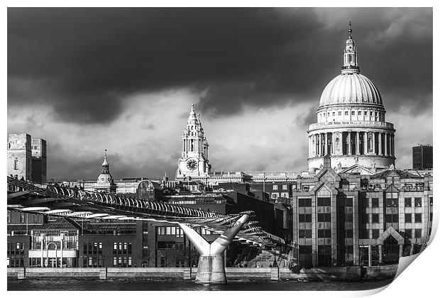 St Pauls Black and White Print by Oxon Images
