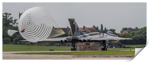 Vulcan Bomber parachute at Yeovilton Print by Oxon Images