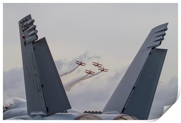 Breitling Wing Walkers and F18 Hornet Print by Oxon Images