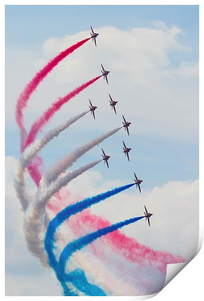 Red Arrows display at Farnborough Print by Oxon Images
