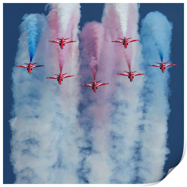 Red Arrows Duxford Print by Oxon Images