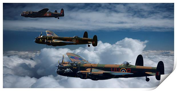 Three BBMF Lancaster Bombers Print by Oxon Images