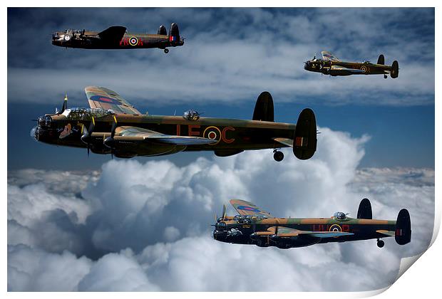 Lancaster Bombers in Flight Print by Oxon Images