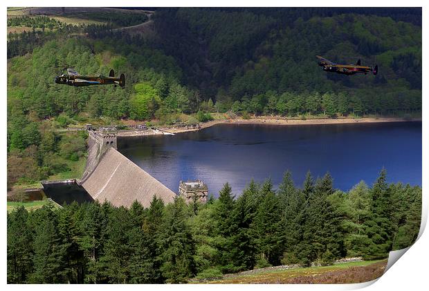  Lancasters over Derwent Dam Print by Oxon Images