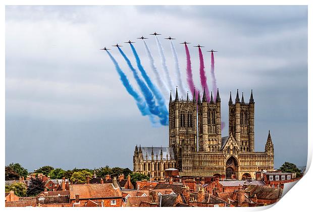 Red Arrows over Lincoln Cathedral Print by Oxon Images