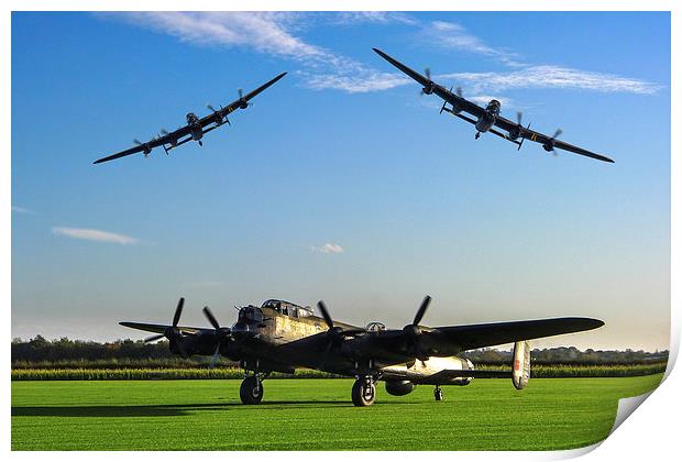  Three Lancaster Bombers Print by Oxon Images