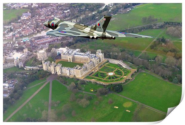  Vulcan XH558 over Windsor Print by Oxon Images