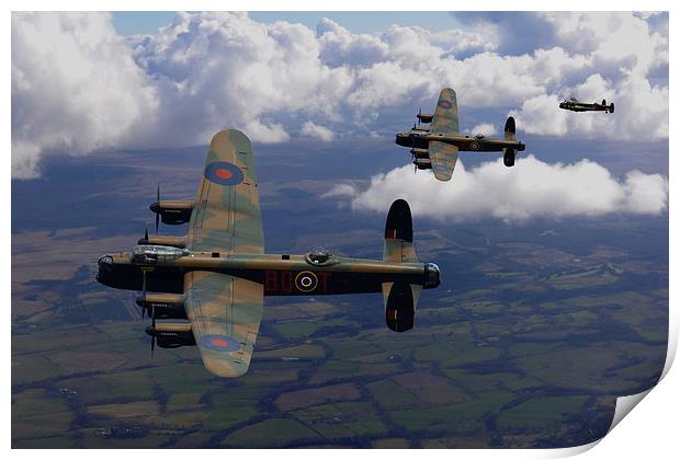  Lancaster Bombers return Print by Oxon Images