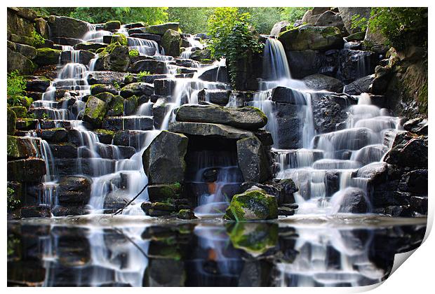  Waterfall in Virginia water Print by Oxon Images