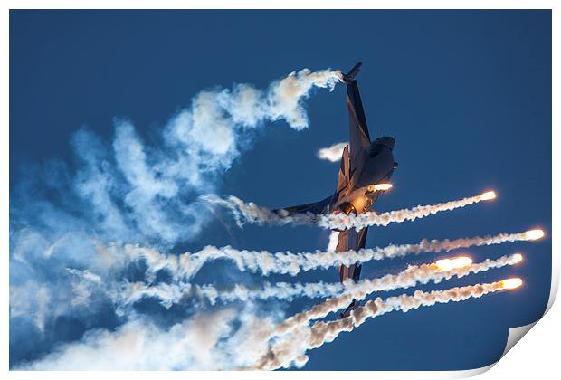  Belgian F16 firing flares Print by Oxon Images