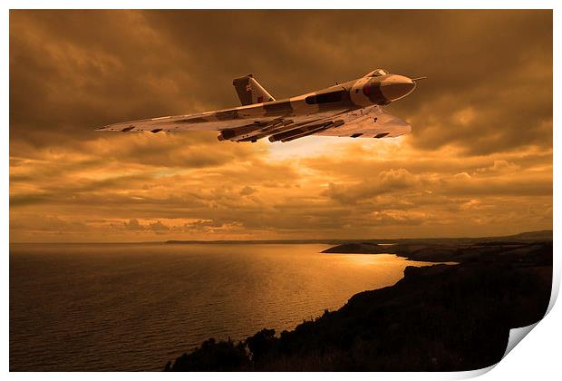 Vulcan Bomber at sunset Print by Oxon Images
