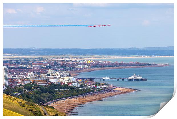  Red Arrows arrival over Eastbourne Print by Oxon Images