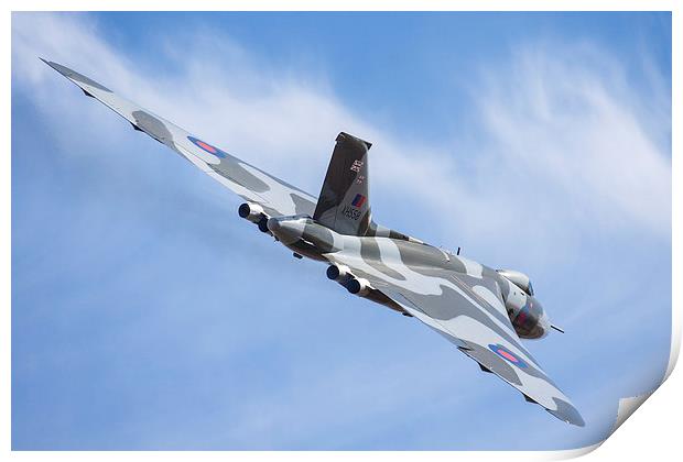  Vulcan and wispy clouds at Duxford Print by Oxon Images