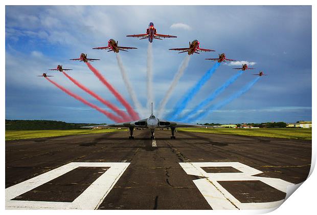 Red Arrows Vulcan XH558 Print by Oxon Images