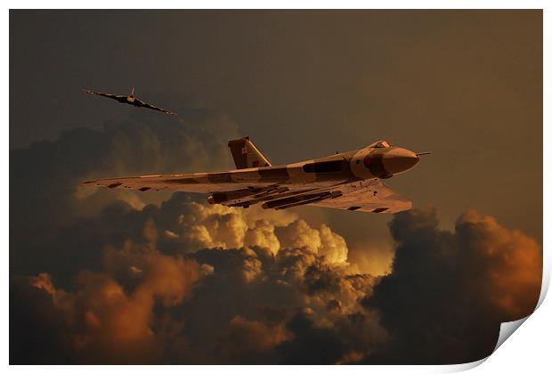 Vulcan bombers Into the storm Print by Oxon Images