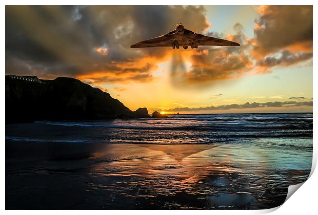  Vulcan Bomber Cornwall sunset Print by Oxon Images
