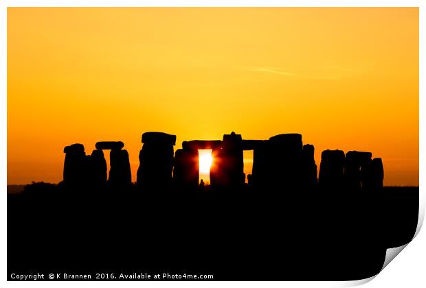 Stonehenge winter sunset Print by Oxon Images