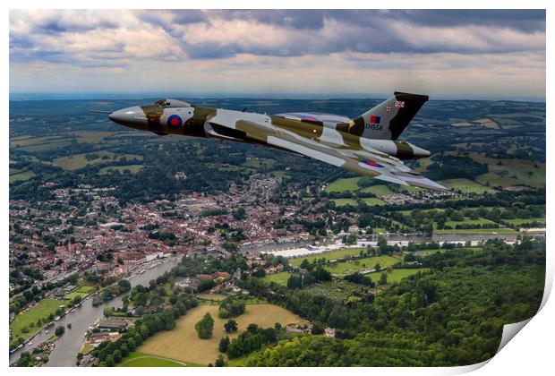 Vulcan XH558 over Henley Print by Oxon Images