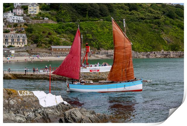 Looe Lugger IRIS Passing Banjo Pier Print by Oxon Images