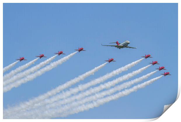 Red Arrows and Sentinel R1 Print by Oxon Images