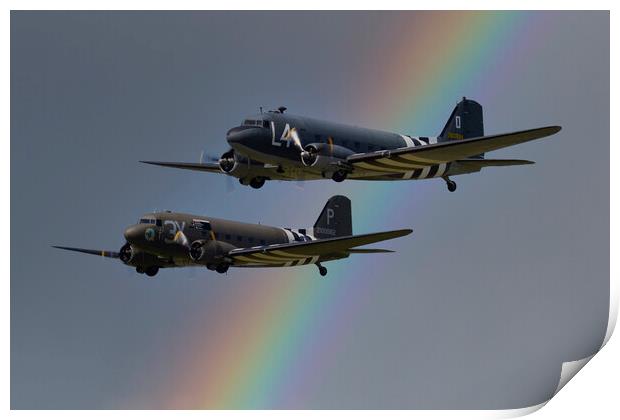 Two DC3 Pair And Rainbow Print by Oxon Images