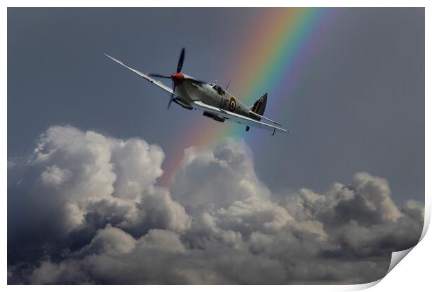 A Storm Behind The Spitfire Print by Oxon Images