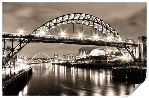 The Bright Lights of Newcastle Upon Tyne Print by Toon Photography