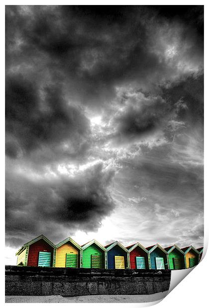 Stormy Beach Huts Print by Toon Photography