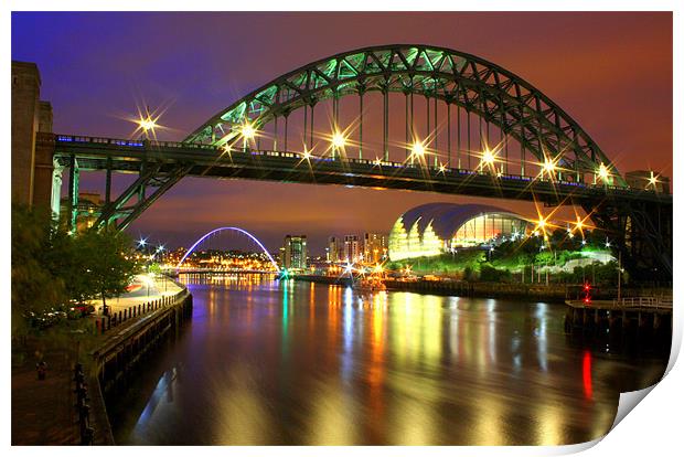 Tyne Bridge at Night Print by Toon Photography