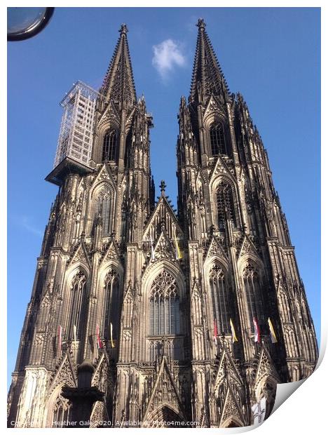 The twin towers of Cologne Cathedral being renovat Print by Heather Gale