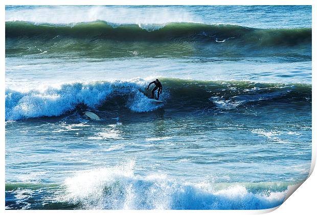 Polzeath Surfer Print by David Wilkins