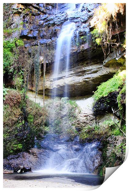 Secluded Tranquil Waterfall Print by Clare FitzGerald