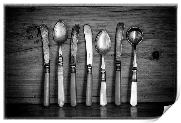  Old Cutlery Print by David Hare