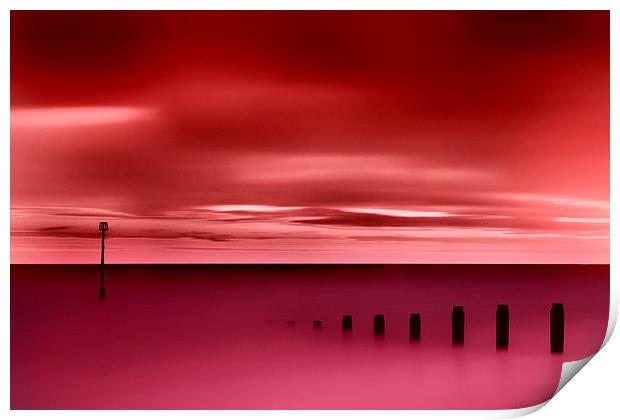  Long red sunset Print by David Hare