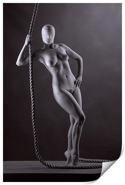 Nude with rope. Print by David Hare