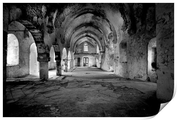Derelict Cypriot Church. Print by David Hare