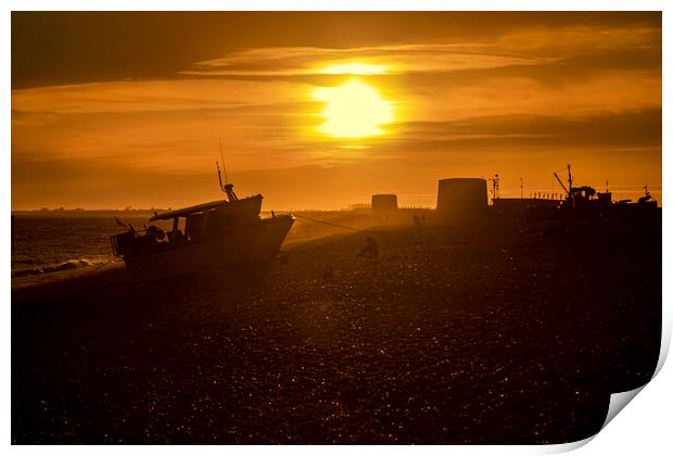 Sunset over Fisherman's beach Print by David Hare