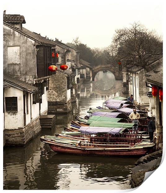 China Watertown Canal Boats Print by Jim Leach