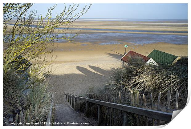 Steps and Beach huts, Wells-next-the-sea. Print by Liam Grant