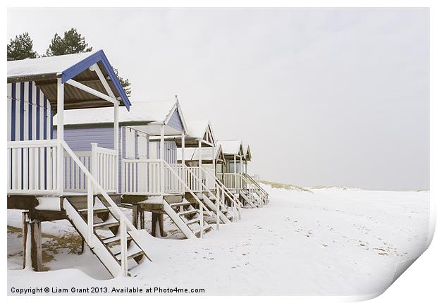 Beach huts covered in snow. Wells-next-the-sea, No Print by Liam Grant