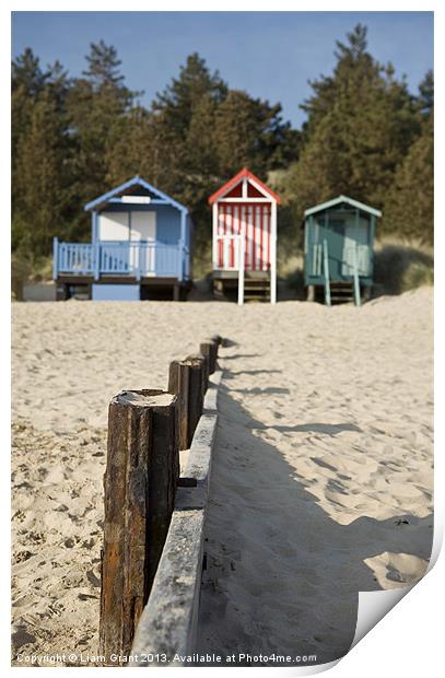 Beach huts. Wells-next-the-sea. Print by Liam Grant