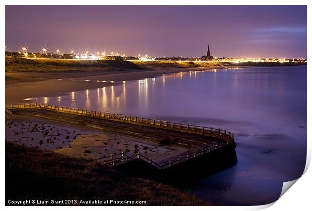 Old bathing pool and Long Sands beach at twilight. Print by Liam Grant