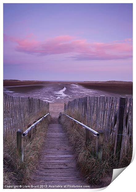 Dawn sunrise. Holkham, Norfolk Coast, UK Print by Liam Grant